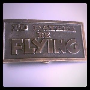 Vintage 1974 I'd Rather Be Flying Belt Buckle